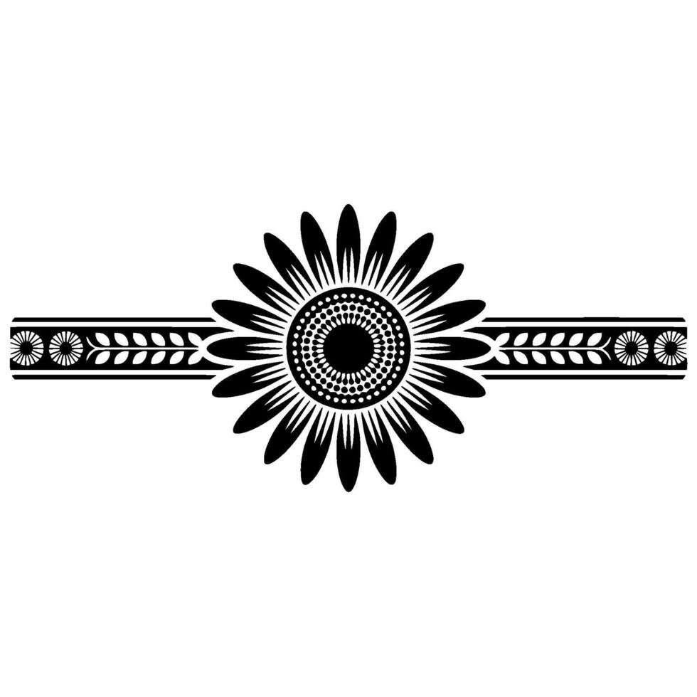 Stylized Sunflower Border, Geometric, Vintage Motif vector