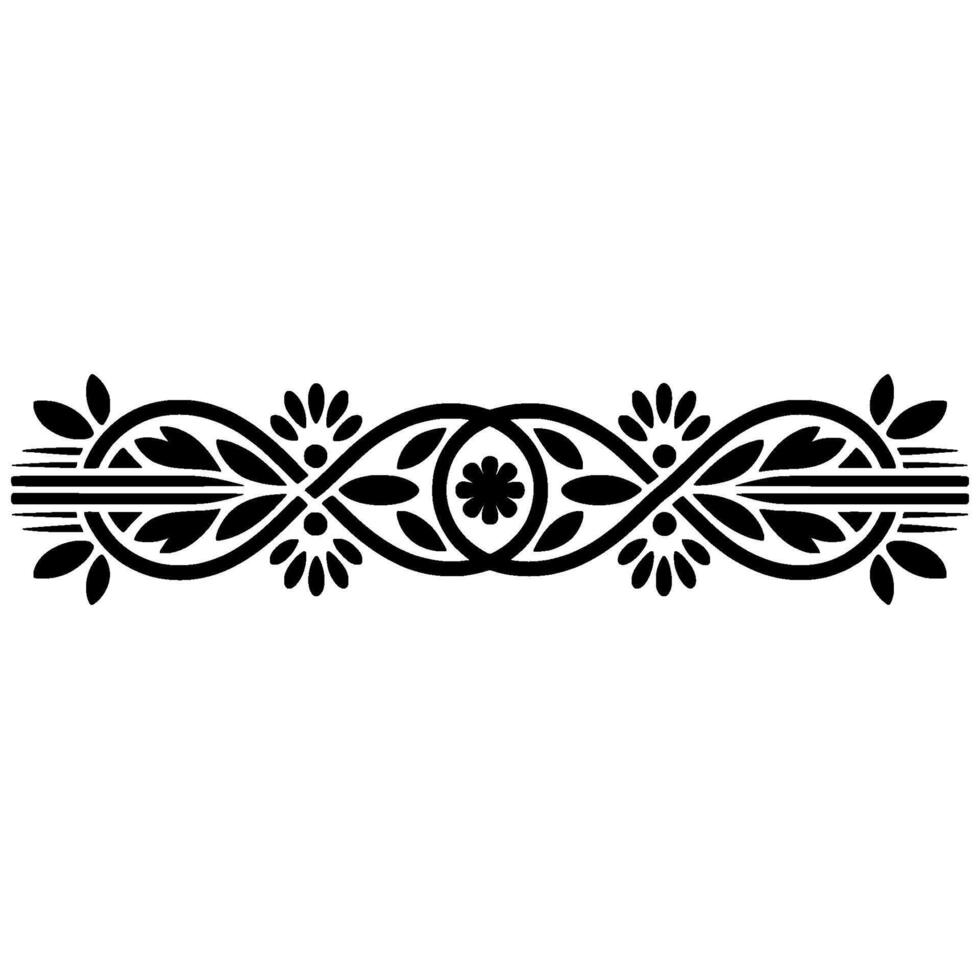 Elegant Black Floral Border, Vintage Element, - Art nouveau, Lineart vector