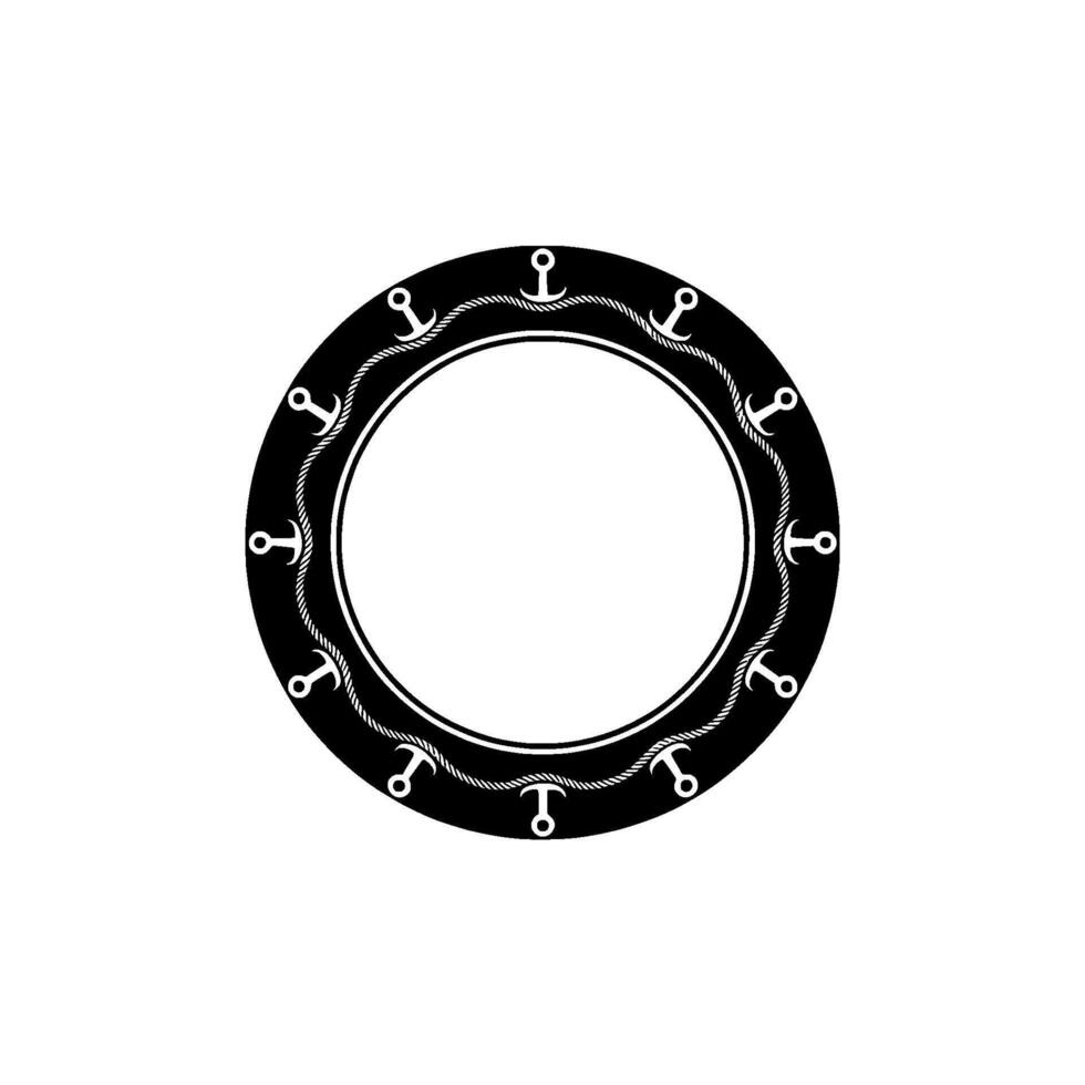 Nautical Circle Frame Anchors Rope Symbol vector