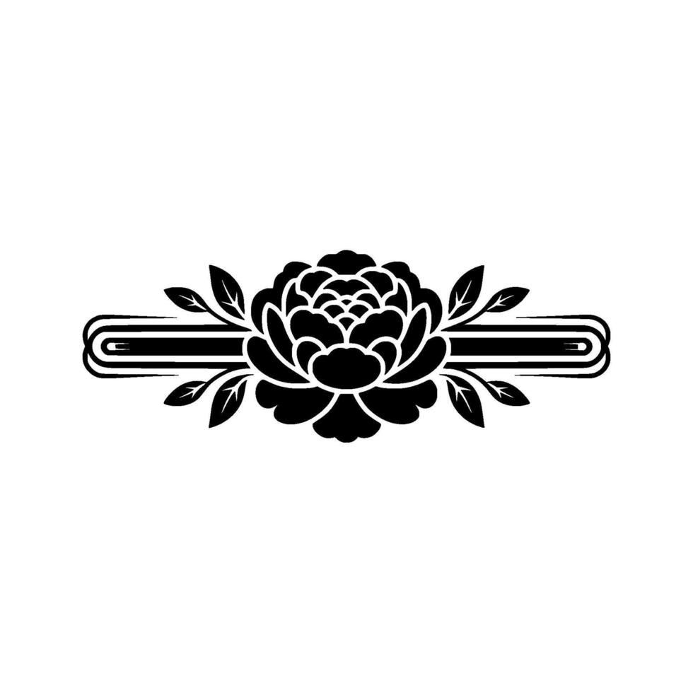 Elegant Floral Ornament, Art Deco Style, Peony vector