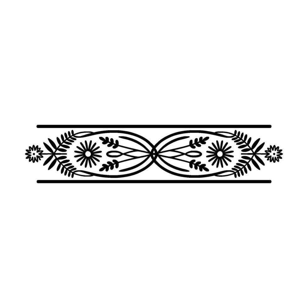 Elegant Floral Border, Vintage Element, - Decorative, Monochrome vector