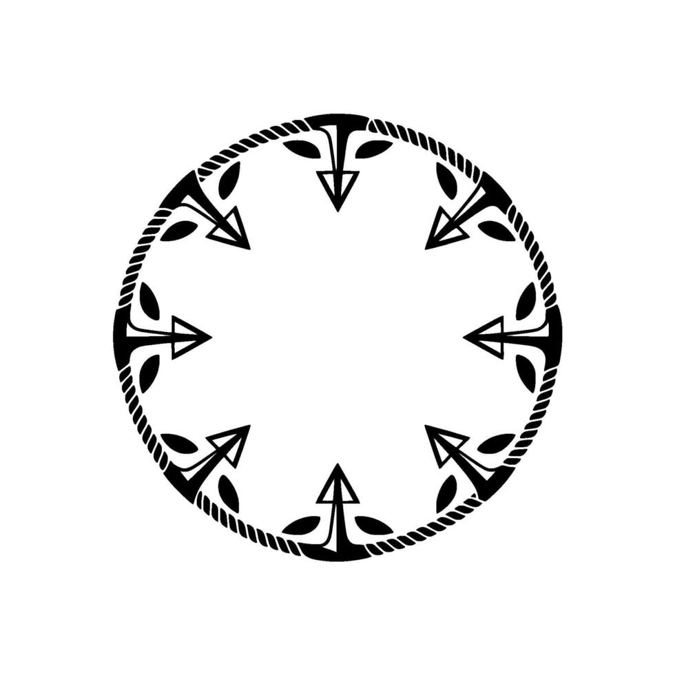 Stylized Circular Emblem with Arrow Foliage, Vintage Aesthetic vector