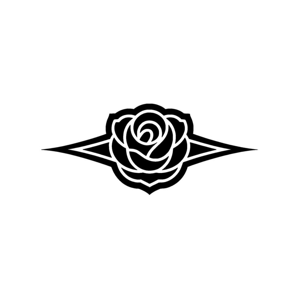 Black Rose Emblem, Geometric Floral vector