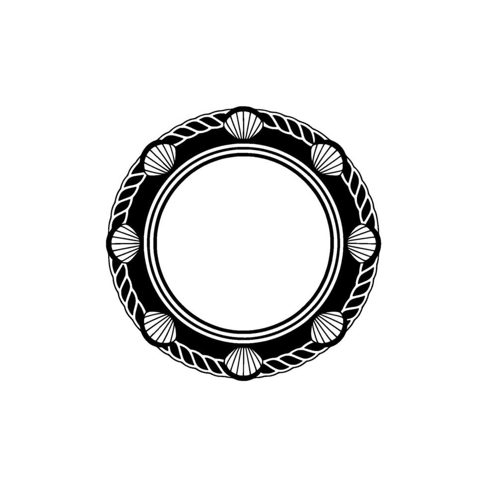 Oceanic Circle Minimalist Shell Motif, Elegant Border vector