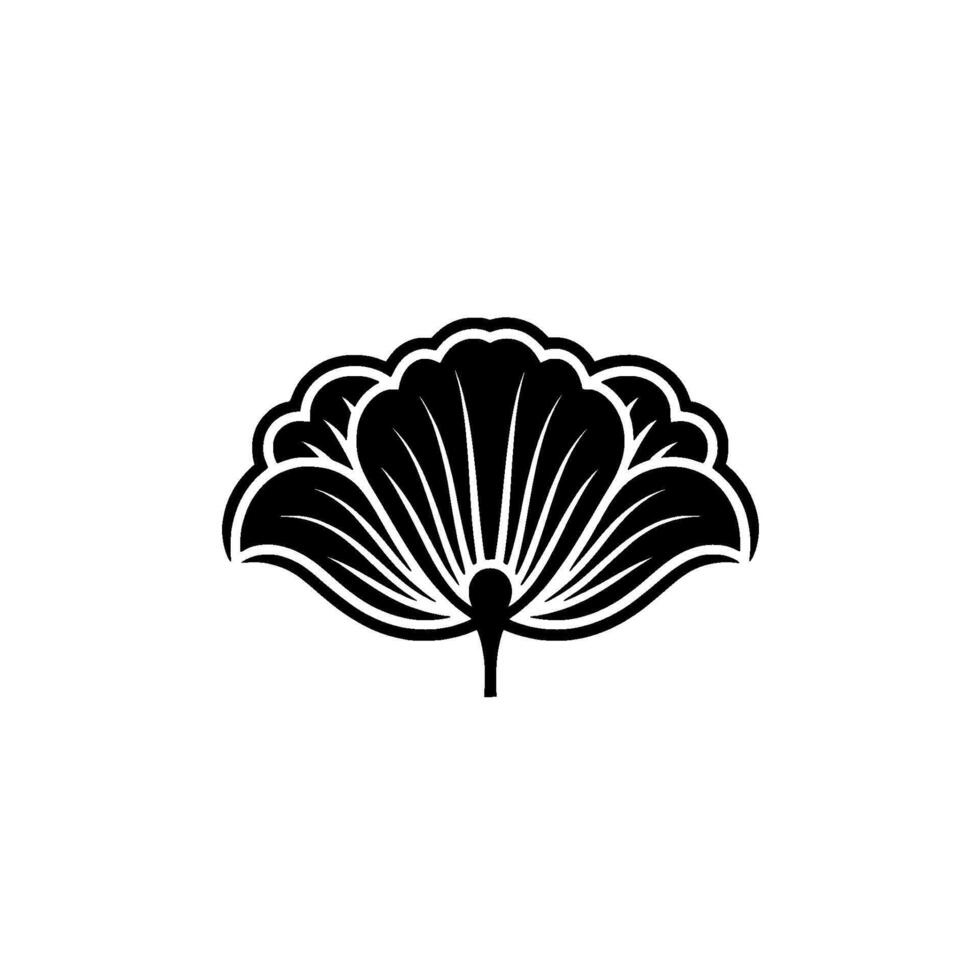Elegant Black Fan Silhouette, Minimalist vector