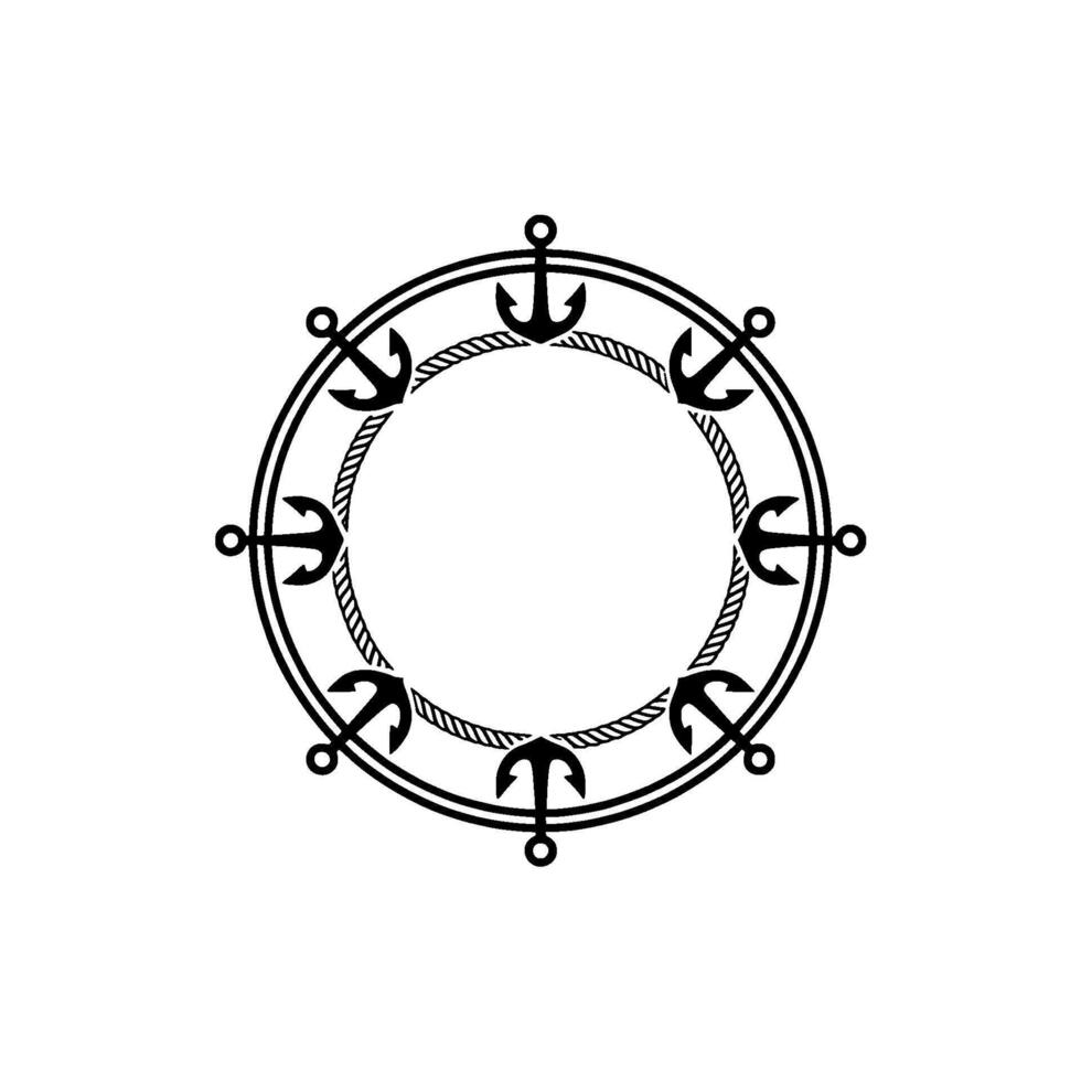 Nautical Circle Frame, Vintage Maritime - Wave vector