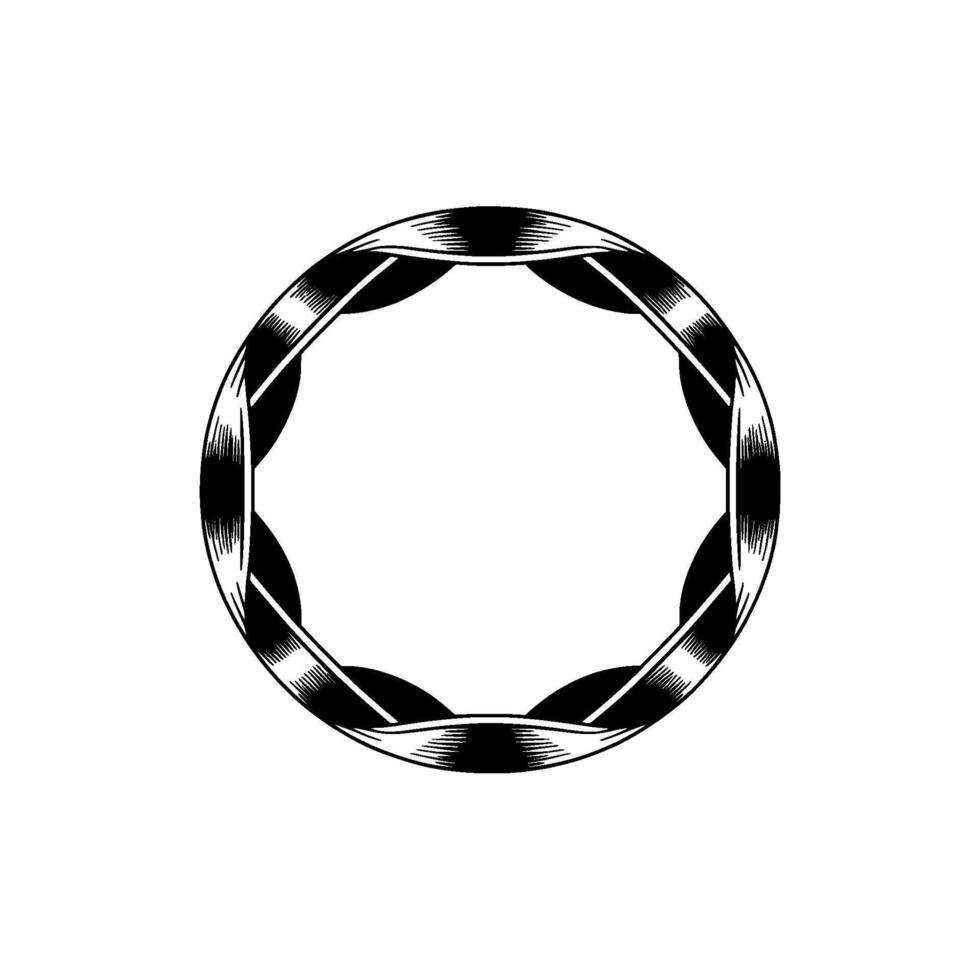 Woven Circle Emblem, Minimalist, Textured Border vector