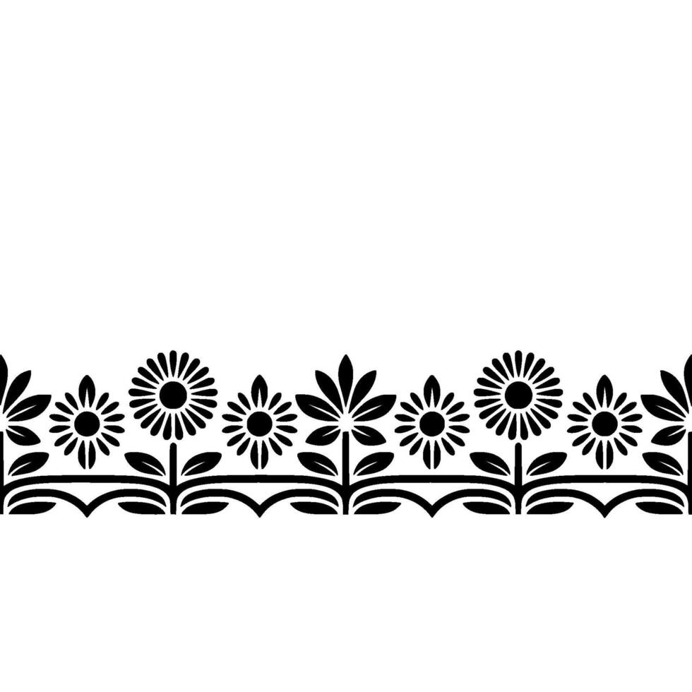 Stylized Floral Border, Vintage, Decorative Element - Botanical vector