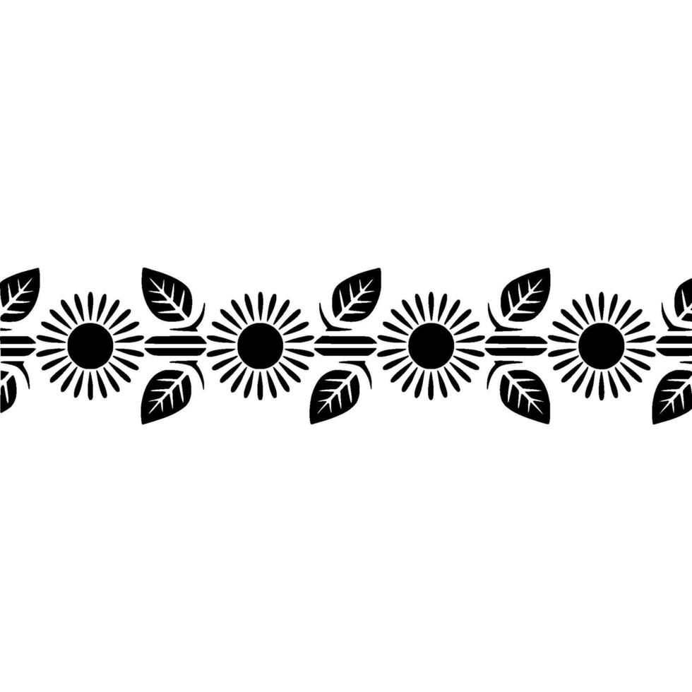 Stylized Sunflower Border, Minimalist - Pattern vector