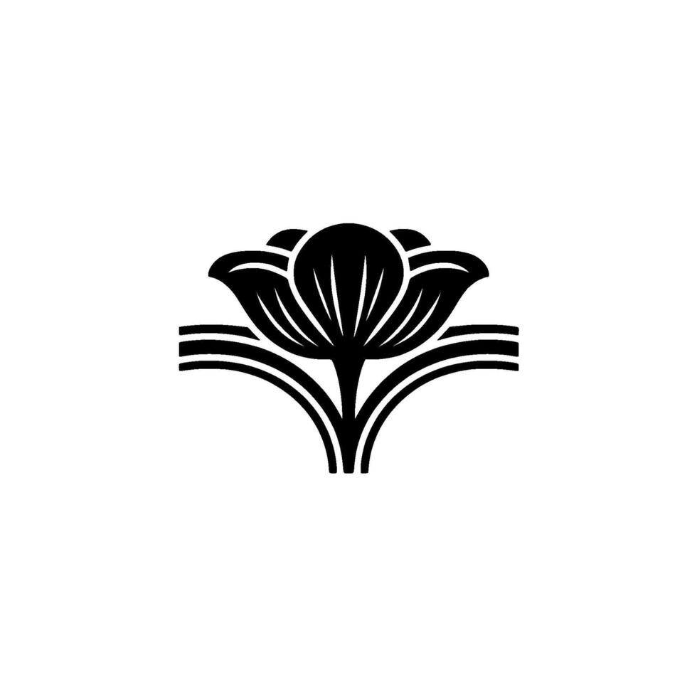 Elegant Black Lotus Emblem, Minimalist Floral, Illustration vector