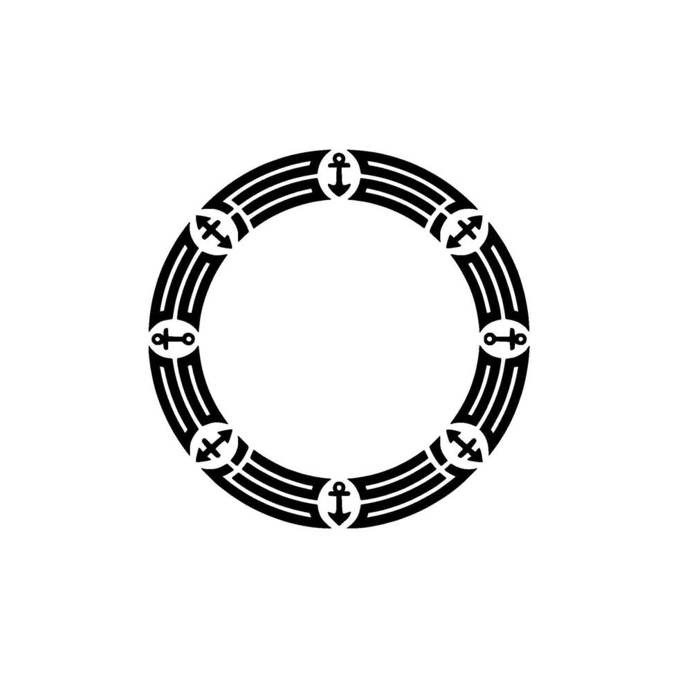 Nautical Emblem Circular Anchor Motif, Vintage Style - Decorative vector