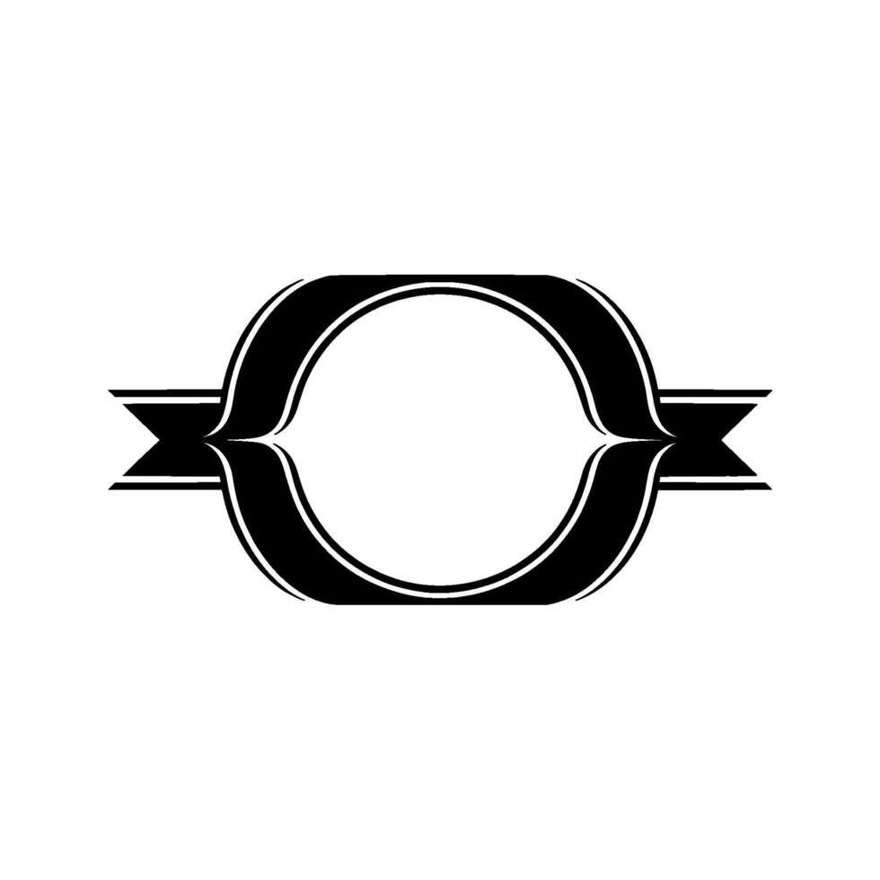 Elegant Circular Emblem, Vintage Style, Minimalist, Ribbon vector