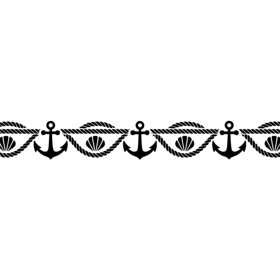 Nautical Border Anchor Rope Motif, Vintage Style - Marine vector
