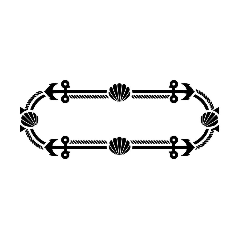 Nautical Frame, Seashell Ornamentation, Vintage Border vector
