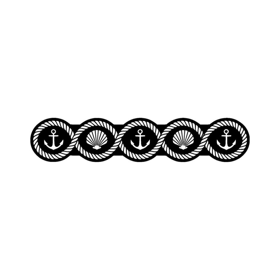 Nautical Charm Anchor Shell Motif, Vintage Style vector
