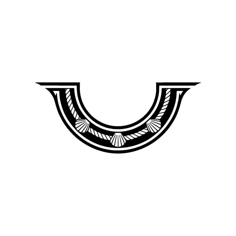 Nautical U - Stylized Wave Emblem, Vintage vector