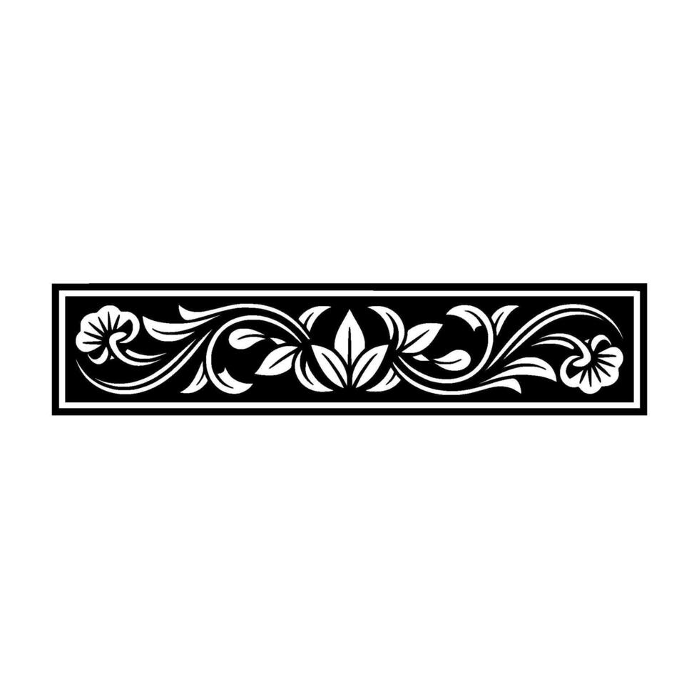 Elegant Black Floral Border, Vintage Element, - Lineart, Scrollwork vector