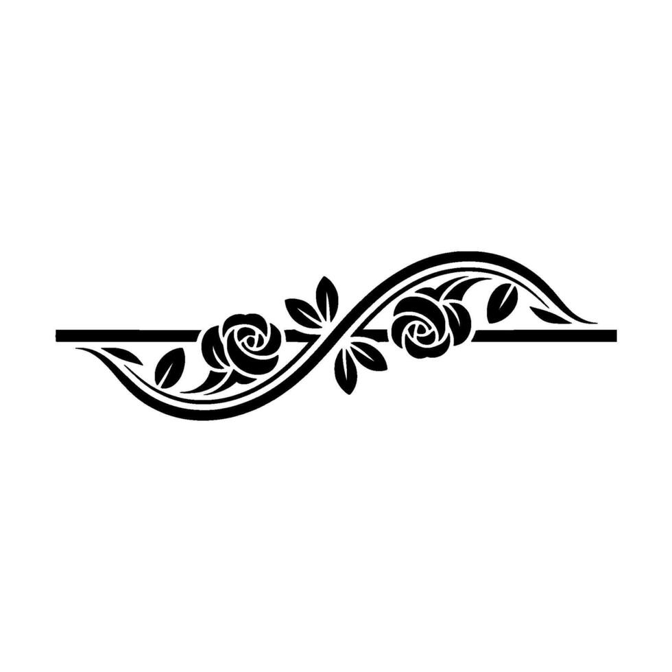 Elegant Floral Border, Vintage, Decorative Element, - Rose, Line art vector