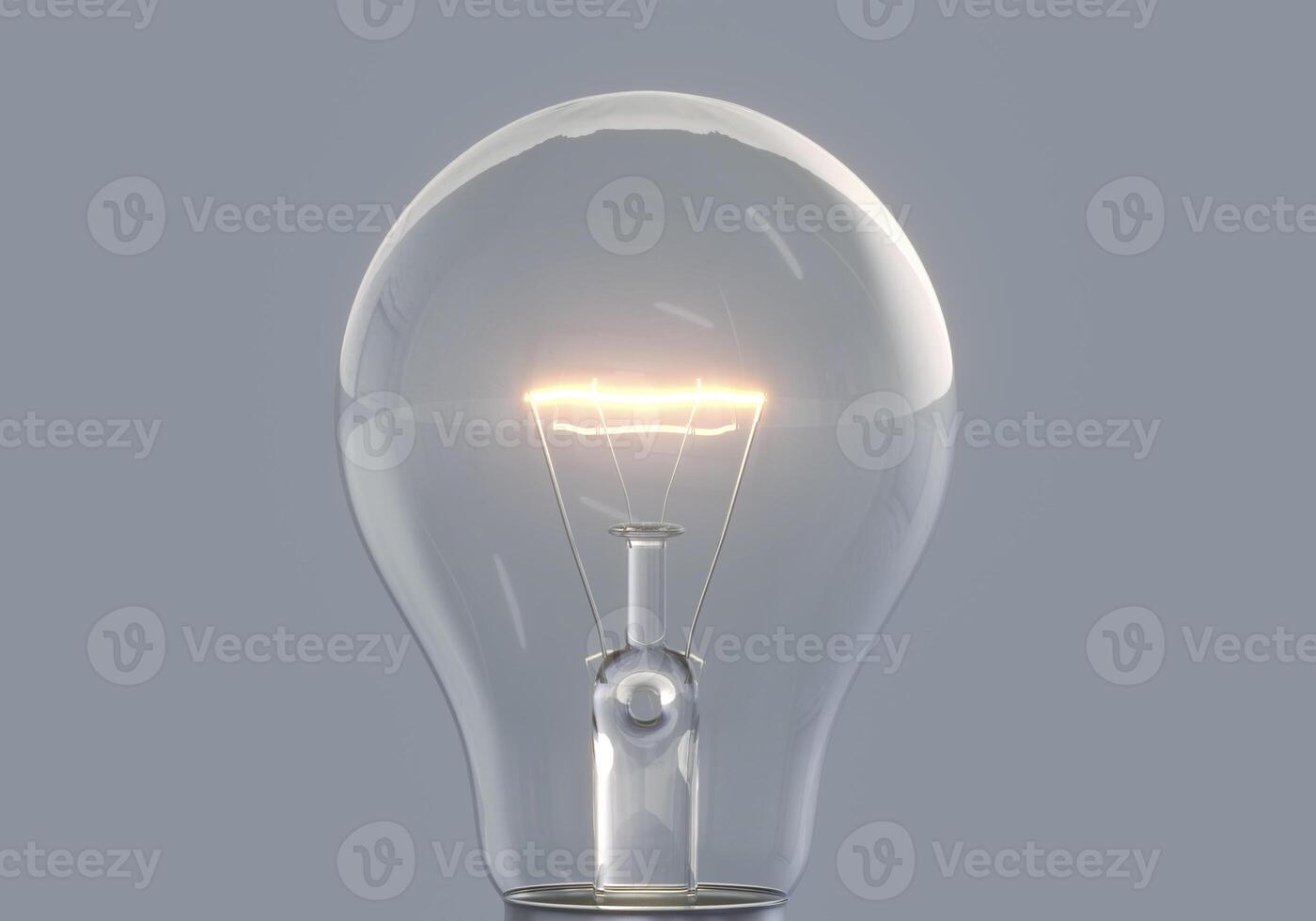 Light bulb with bright light on color background photo