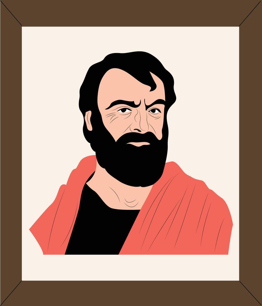 A man with a beard and a red scarf vector