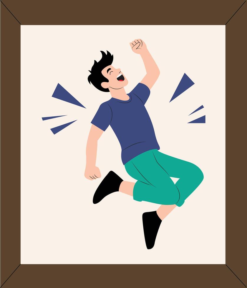A man jumping in the air with his arms up vector