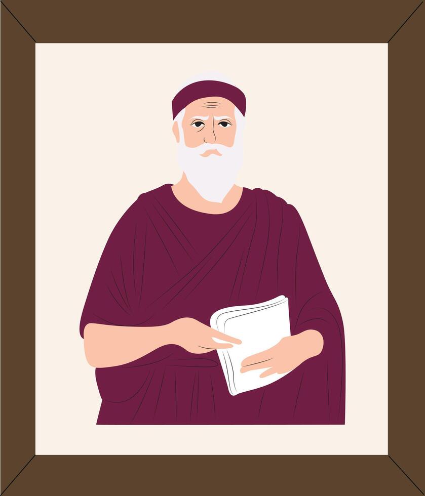 A man with a beard and a white beard holding a book vector