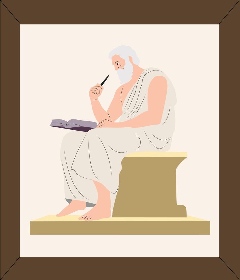 An illustration of a greek philosopher sitting on a bench vector