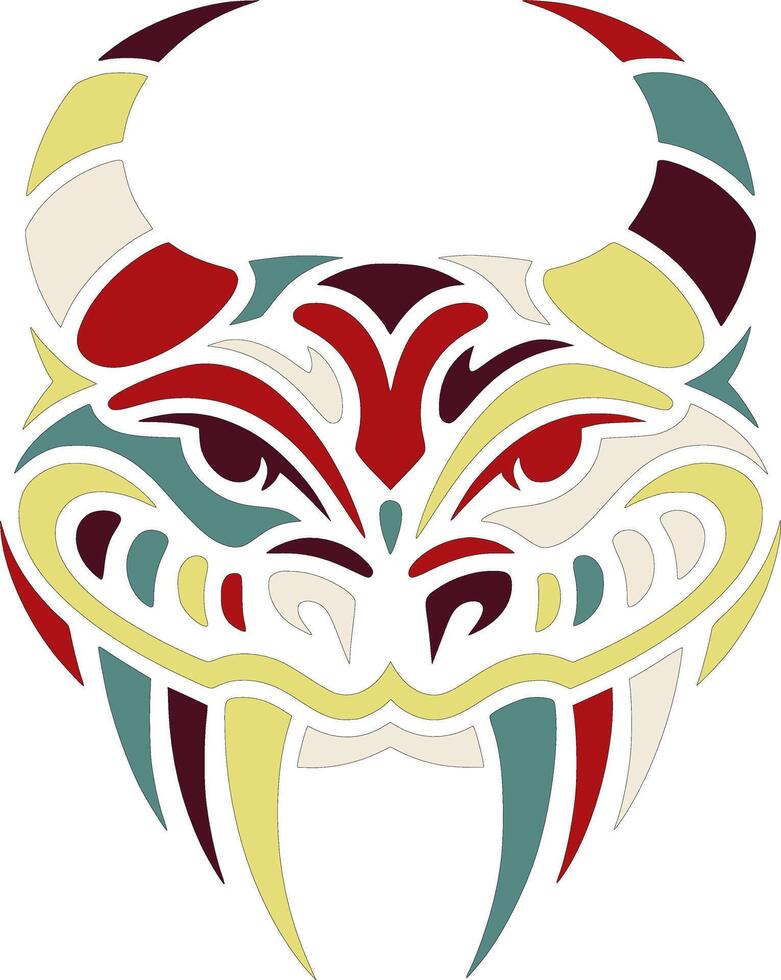 Ancient Tribal Horned Viper Face Design vector