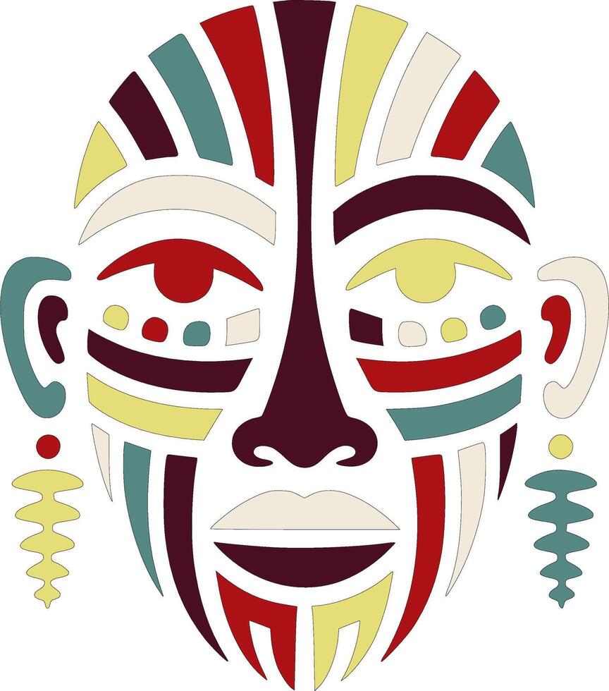 Mystical Stylized Tribal Man Face Design vector