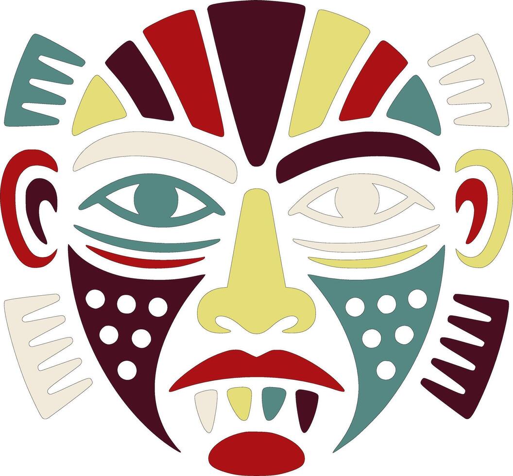 Ancient Stylized Tribal Man Face Design vector