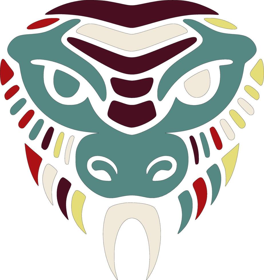 Mystical Tribal Coral Snake Face Design vector
