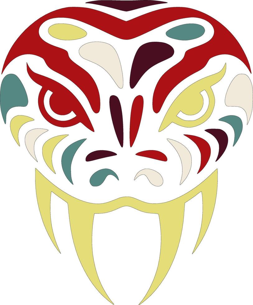 Iconic Tribal Coral Snake Face Design vector