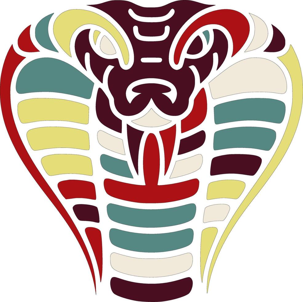 Mystical Tribal King Cobra Face Design vector