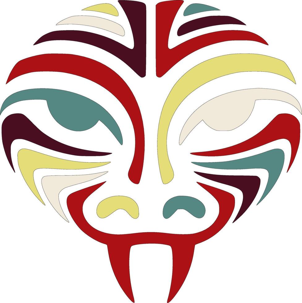 Iconic Asian Vine Snake Face Design vector