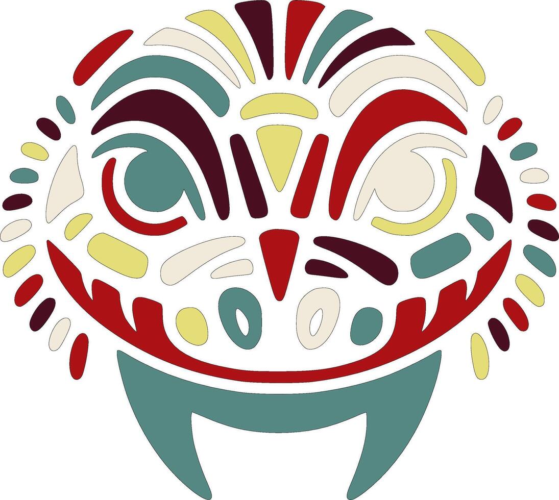 Ancient Mexican Beaded Lizard Face Design vector