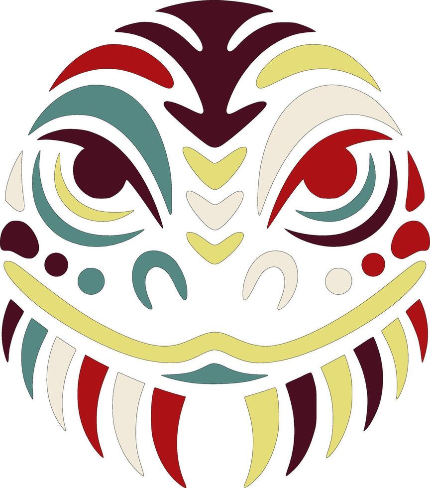 Mystical Mexican Beaded Lizard Face Design vector
