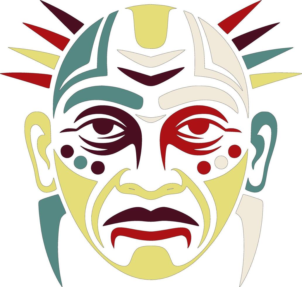 Iconic Stylized Tribal Eladerly Face Design vector