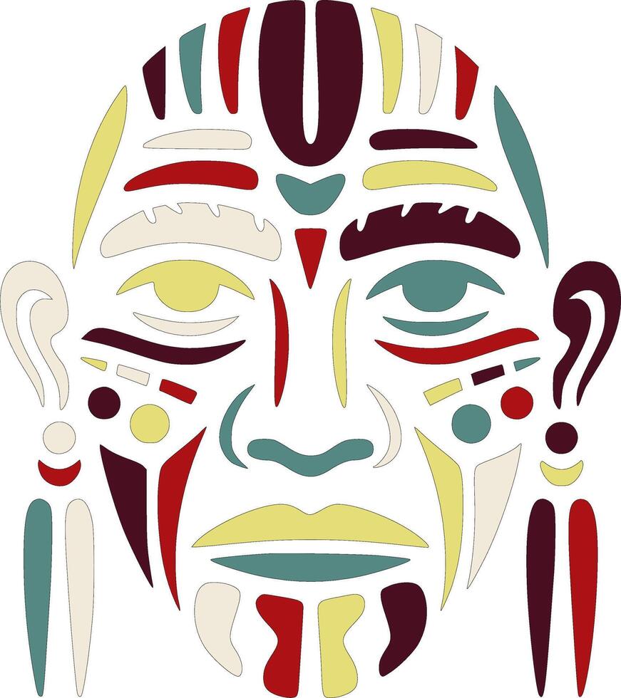 Mystical Stylized Tribal Eladerly Face Design vector