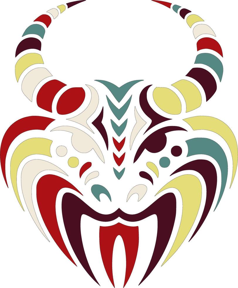 Iconic Tribal Horned Viper Face Design vector