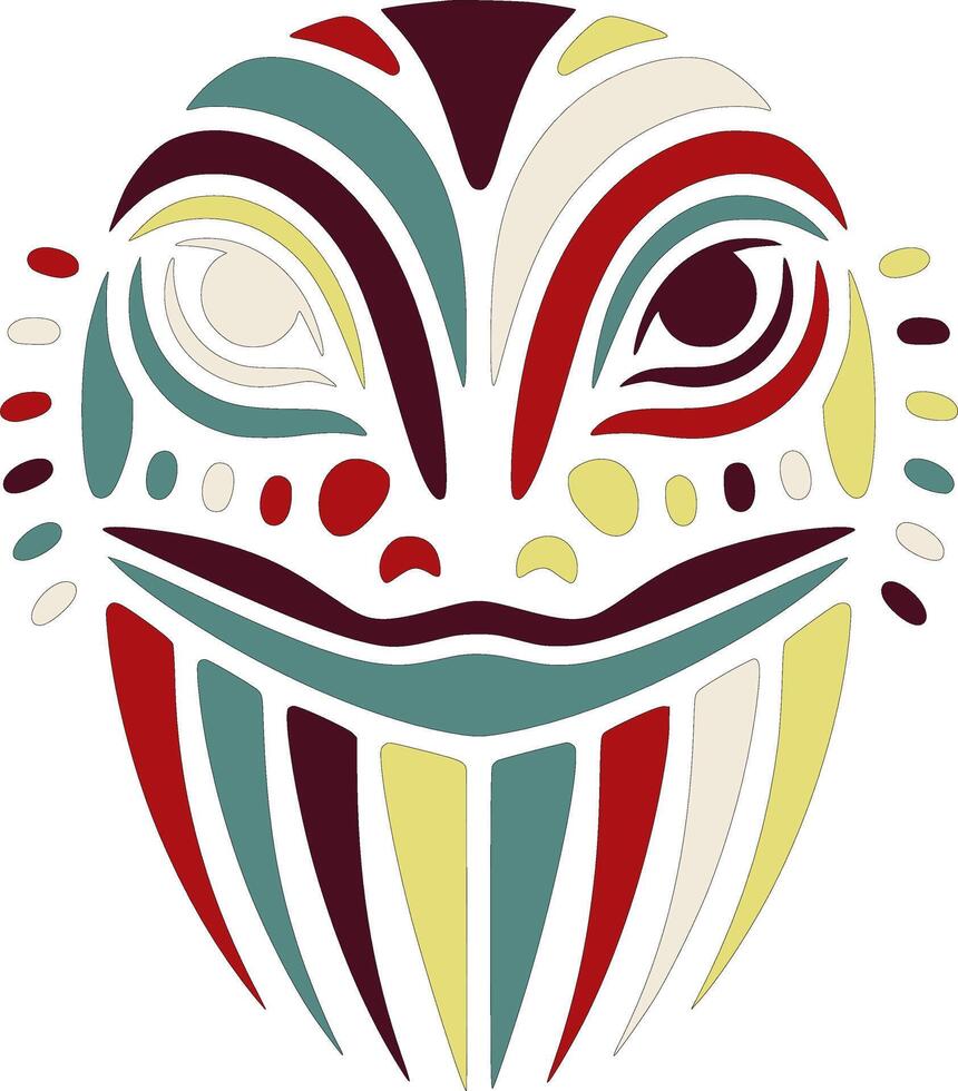 Mystical Tribal Glass Lizard Face Design vector