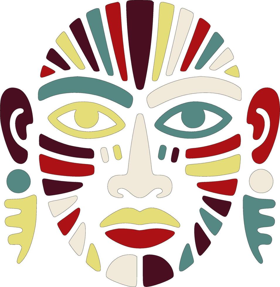 Iconic Stylized Tribal Man Face Design vector