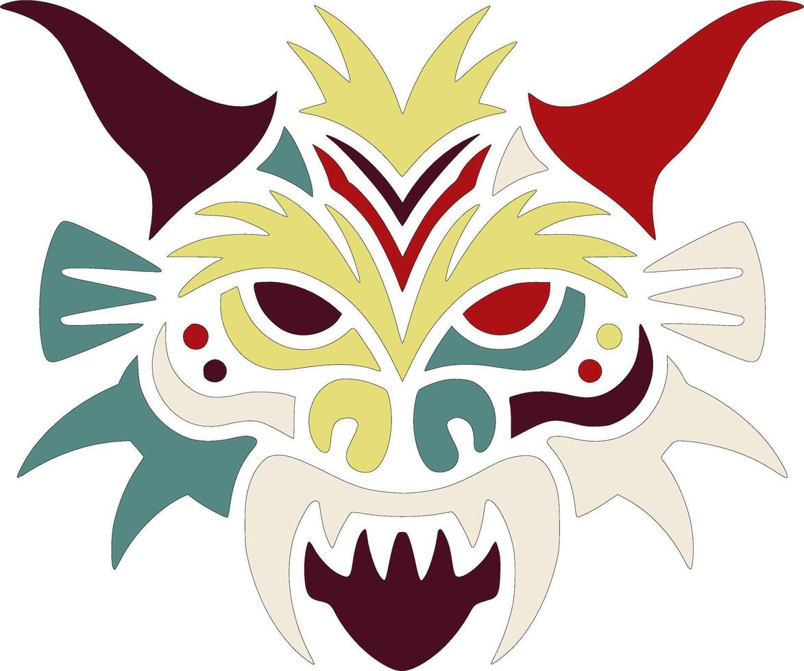 Ancient Tribal Thorny Devil Face Design vector