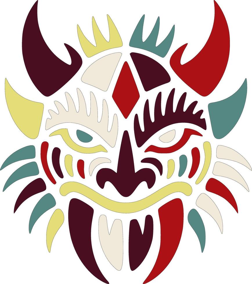 Mystical Tribal Thorny Devil Face Design vector