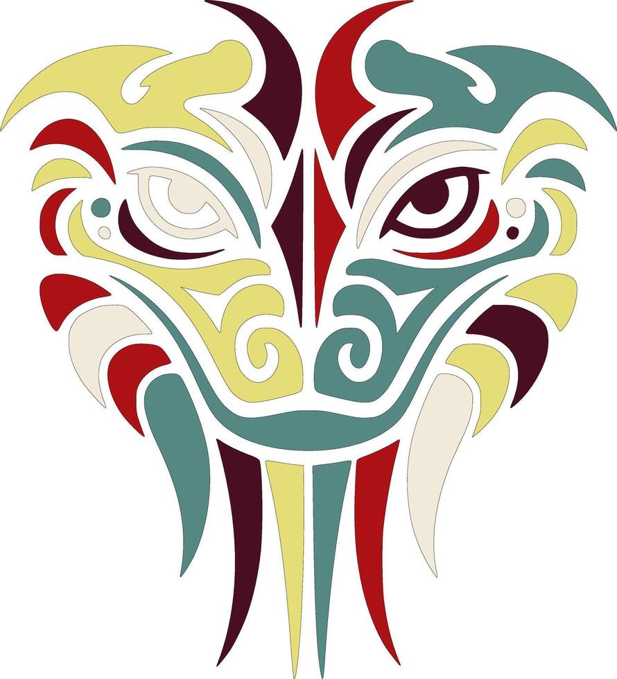 Ancient Tribal Basilisk Lizard Face Design vector