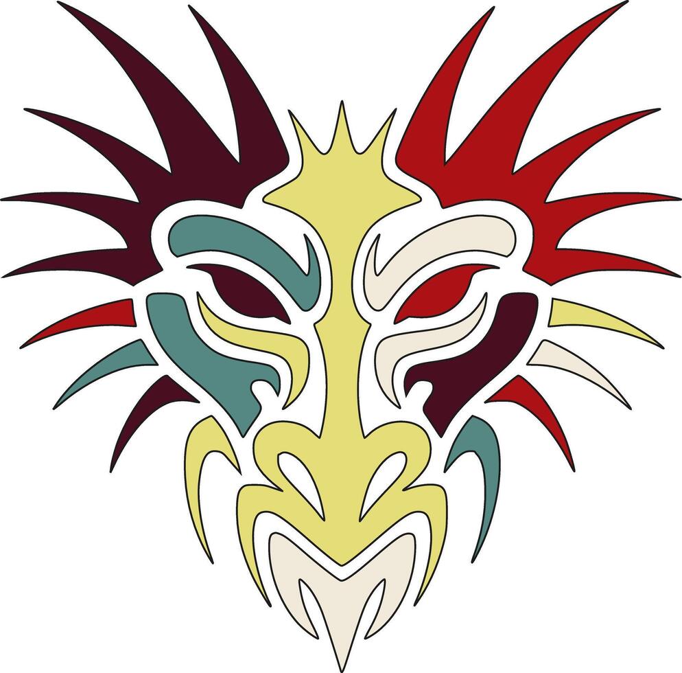 Ancient Tribal Flying Dragon Face Design vector