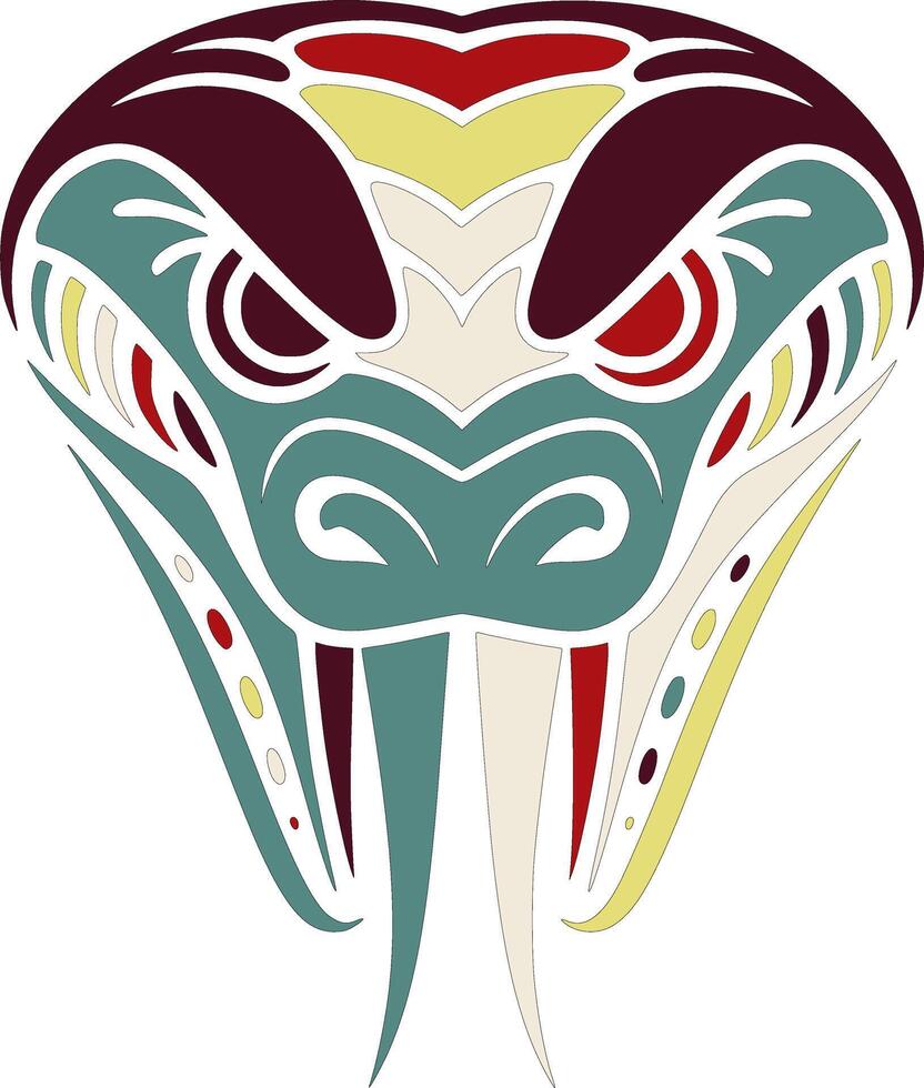 Iconic Stylized Tribal Taipan Face Design vector