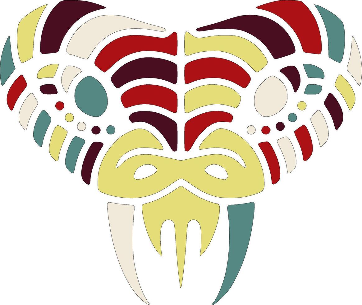 Ancient Tribal Blue Krait Face Design vector