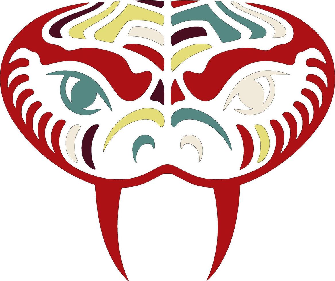 Mystical Tribal Blue Krait Face Design vector