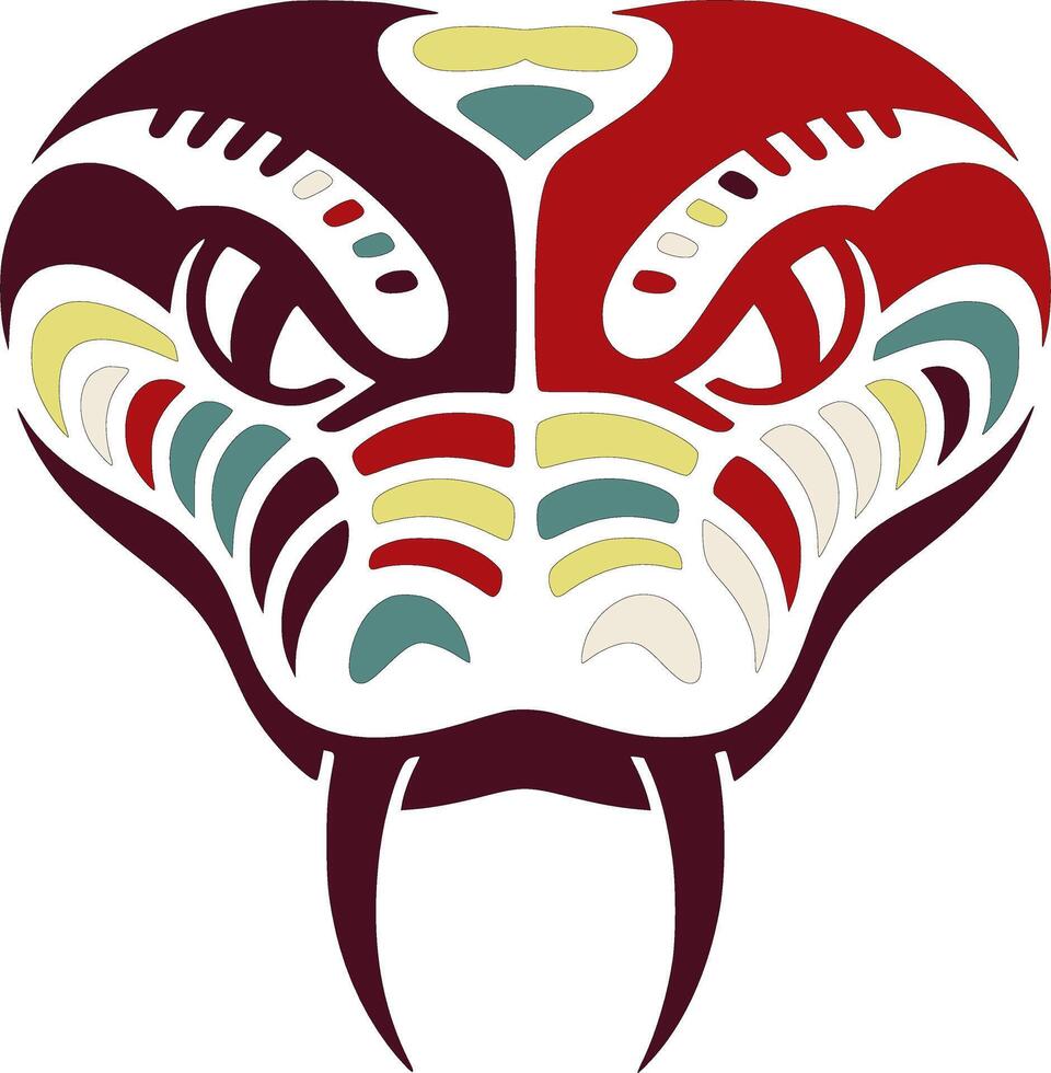 Ancient Tribal Boa Constrictor Face Design vector