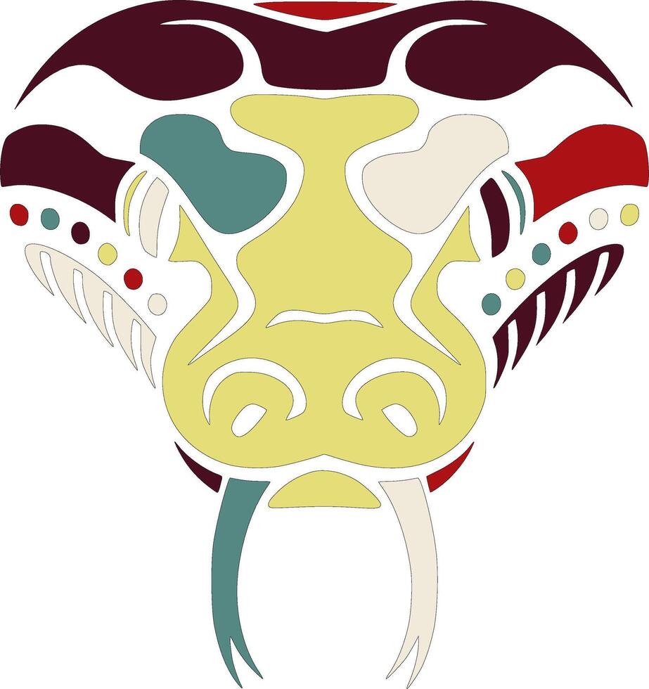 Iconic Tribal Boa Constrictor Face Design vector